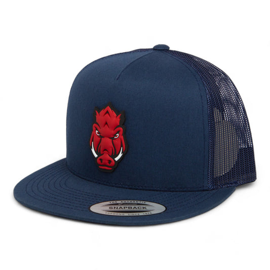 Arkansas Razorbacks Forward Facing Hog 3D YP Snapback Flat Bill Trucker Hat- Navy