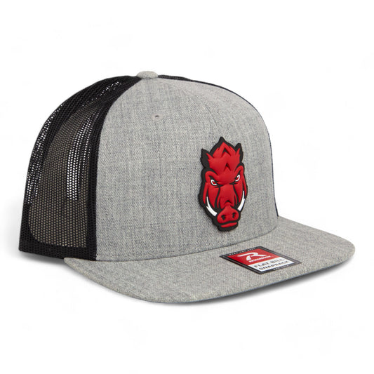 Arkansas Razorbacks Forward Facing Hog 3D Wool Blend Flat Bill Hat- Heather Grey/ Black