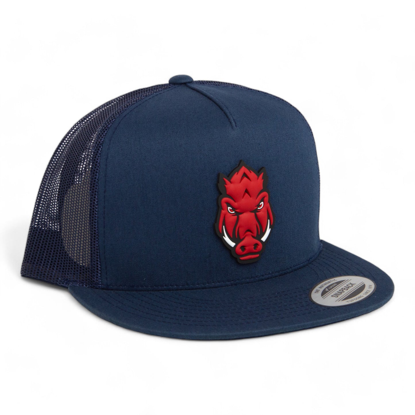 Arkansas Razorbacks Forward Facing Hog 3D YP Snapback Flat Bill Trucker Hat- Navy