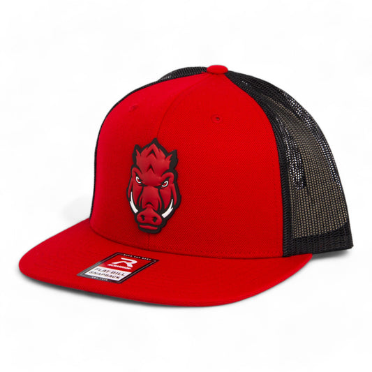 Arkansas Razorbacks Forward Facing Hog 3D Wool Blend Flat Bill Hat- Red/ Black