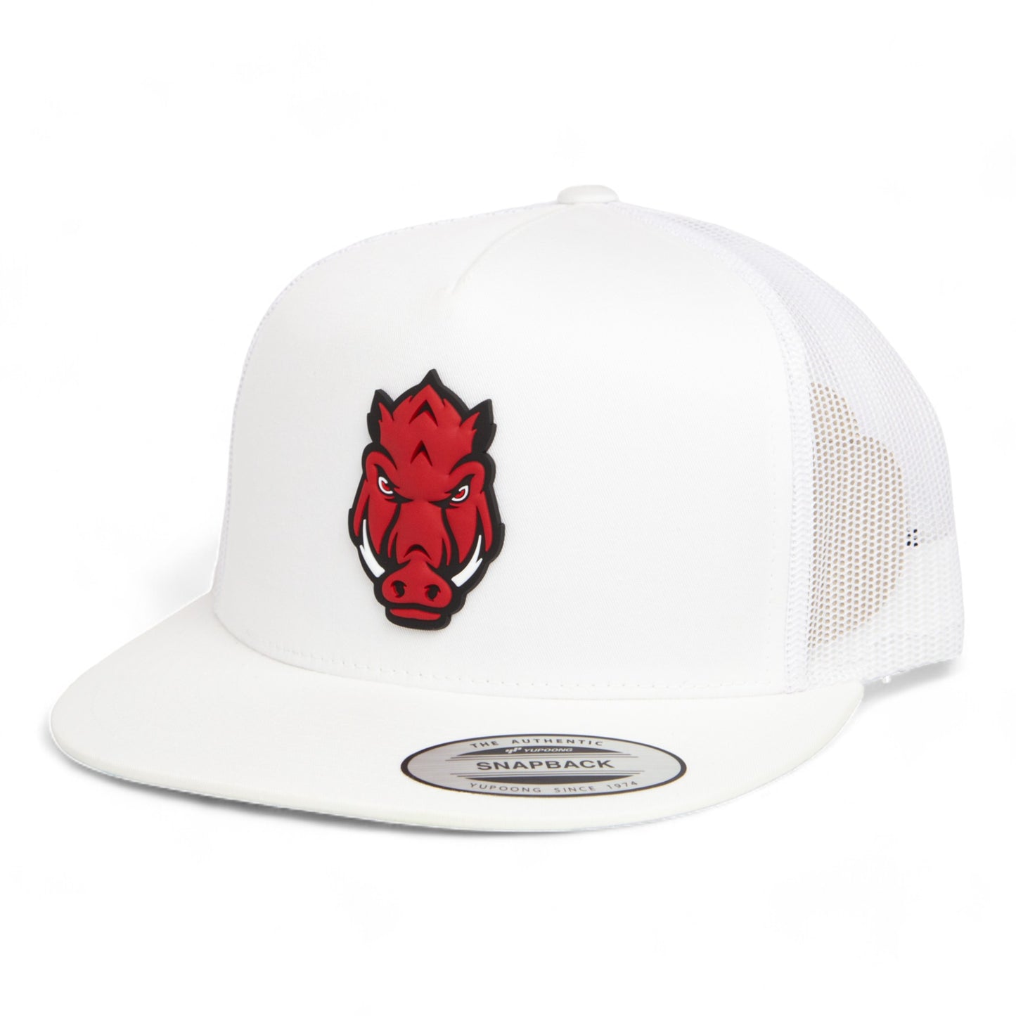 Arkansas Razorbacks Forward Facing Hog 3D YP Snapback Flat Bill Trucker Hat- White