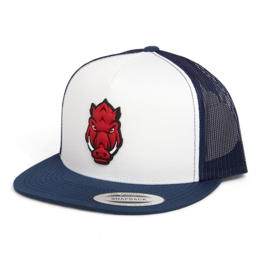 Arkansas Razorbacks Forward Facing Hog 3D YP Snapback Flat Bill Trucker Hat- White/ Navy