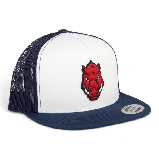 Arkansas Razorbacks Forward Facing Hog 3D YP Snapback Flat Bill Trucker Hat- White/ Navy