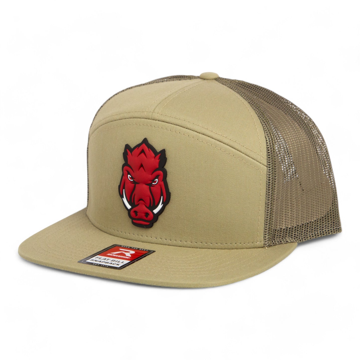 Arkansas Razorbacks Forward Facing Hog 3D Snapback Seven-Panel Flat Bill Trucker Hat- Pale Loden