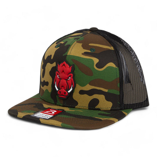 Arkansas Razorbacks Forward Facing Hog 3D Wool Blend Flat Bill Hat- Army Camo/ Black