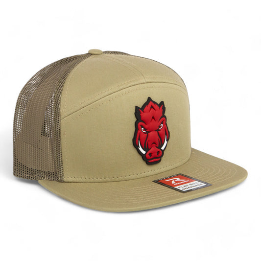 Arkansas Razorbacks Forward Facing Hog 3D Snapback Seven-Panel Flat Bill Trucker Hat- Pale Loden