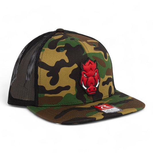 Arkansas Razorbacks Forward Facing Hog 3D Wool Blend Flat Bill Hat- Army Camo/ Black