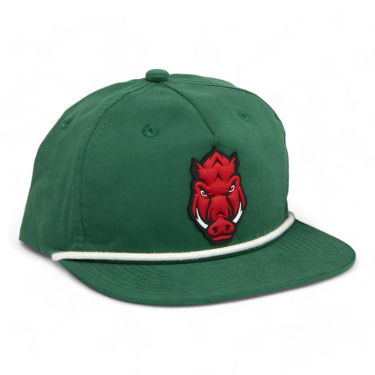 Arkansas Razorbacks Forward Facing Hog 3D Classic Rope Hat- Forest/ White