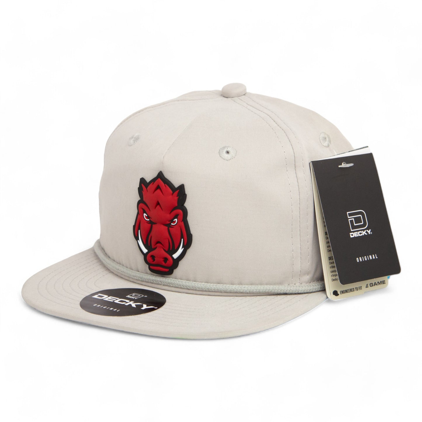 Arkansas Razorbacks Forward Facing Hog 3D Classic Rope Hat- Grey