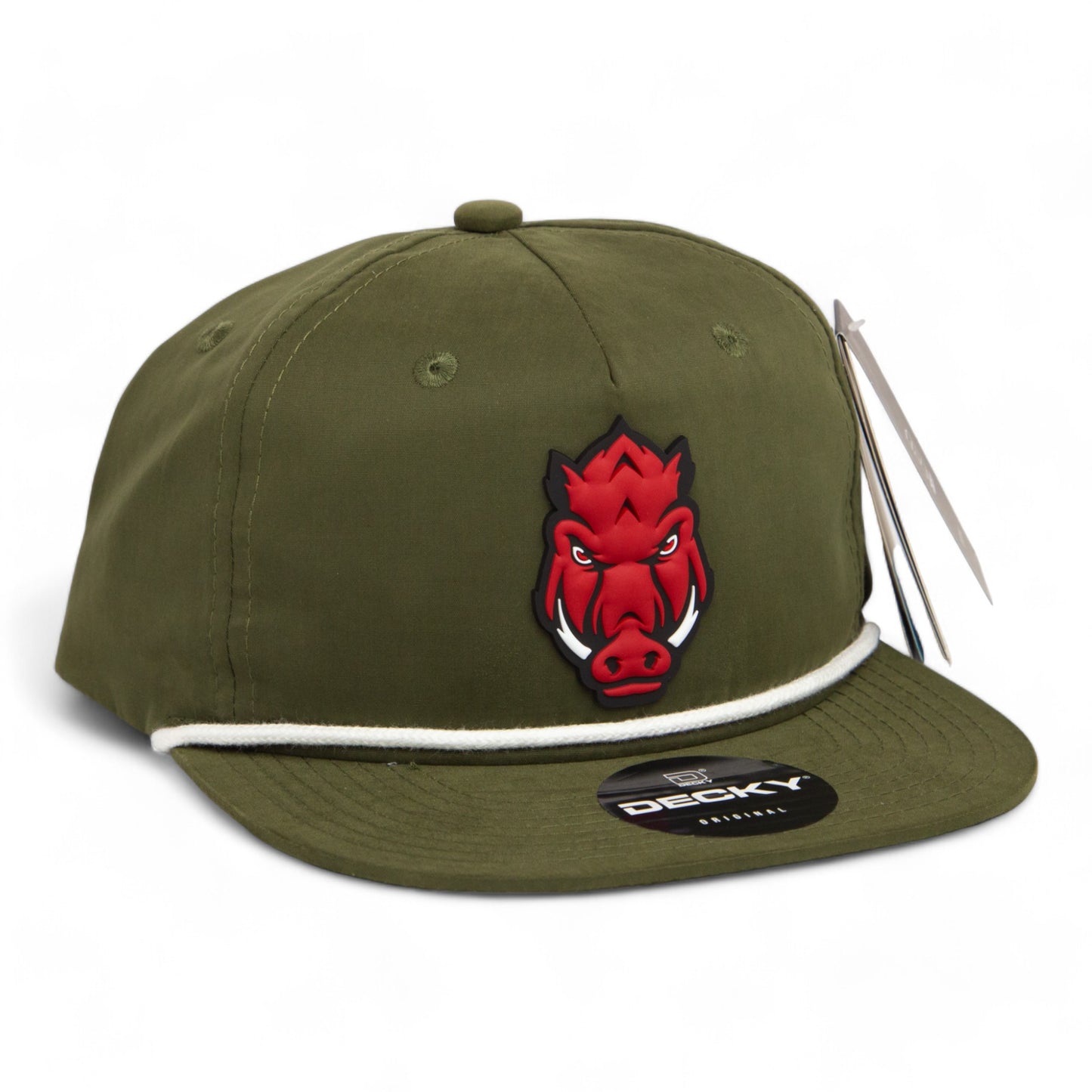 Arkansas Razorbacks Forward Facing Hog 3D Classic Rope Hat- Olive/ White