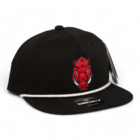 Arkansas Razorbacks Forward Facing Hog 3D Perforated Rope Hat- Black/ White