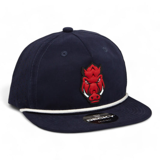 Arkansas Razorbacks Forward Facing Hog 3D Perforated Rope Hat- Navy/ White