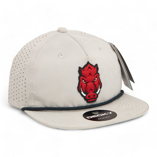 Arkansas Razorbacks Forward Facing Hog 3D Perforated Rope Hat- Grey/ Charcoal