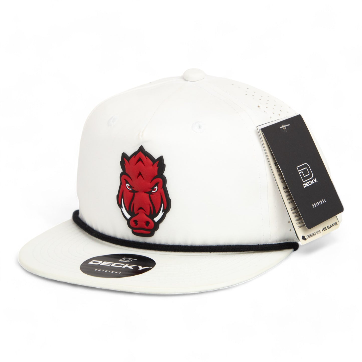 Arkansas Razorbacks Forward Facing Hog 3D Perforated Rope Hat- White/ Black