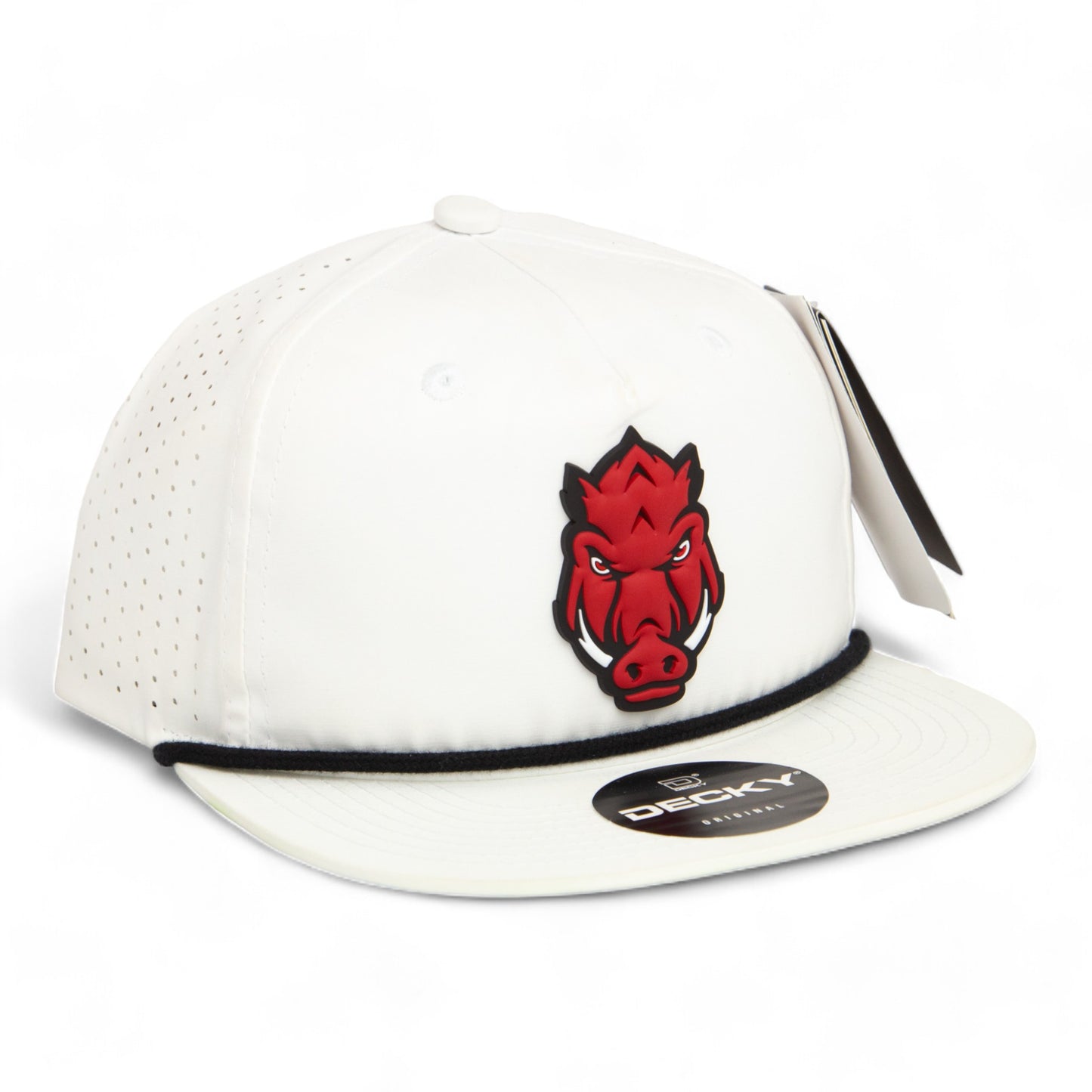 Arkansas Razorbacks Forward Facing Hog 3D Perforated Rope Hat- White/ Black