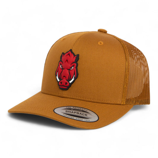 Arkansas Razorbacks Forward Facing Hog 3D YP Snapback Trucker Hat- Caramel