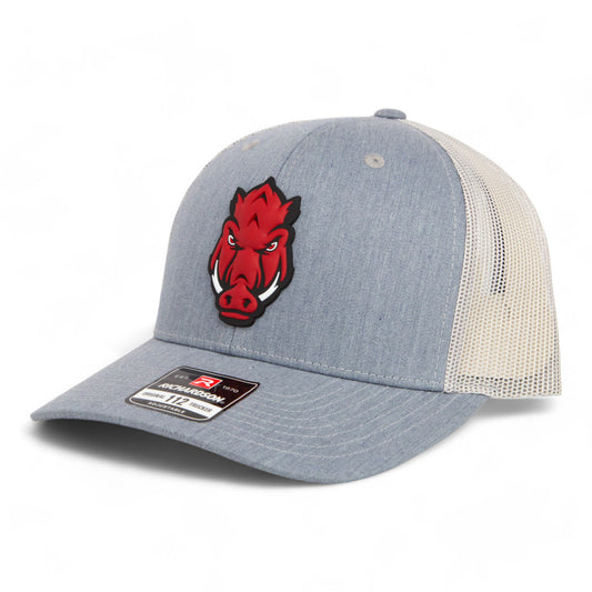 Arkansas Razorbacks Forward Facing Hog 3D Snapback Trucker Hat- Heather Grey/ Light Grey