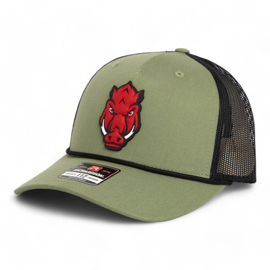 Arkansas Razorbacks Forward Facing Hog 3D Snapback Trucker Rope Hat- Loden/ Black