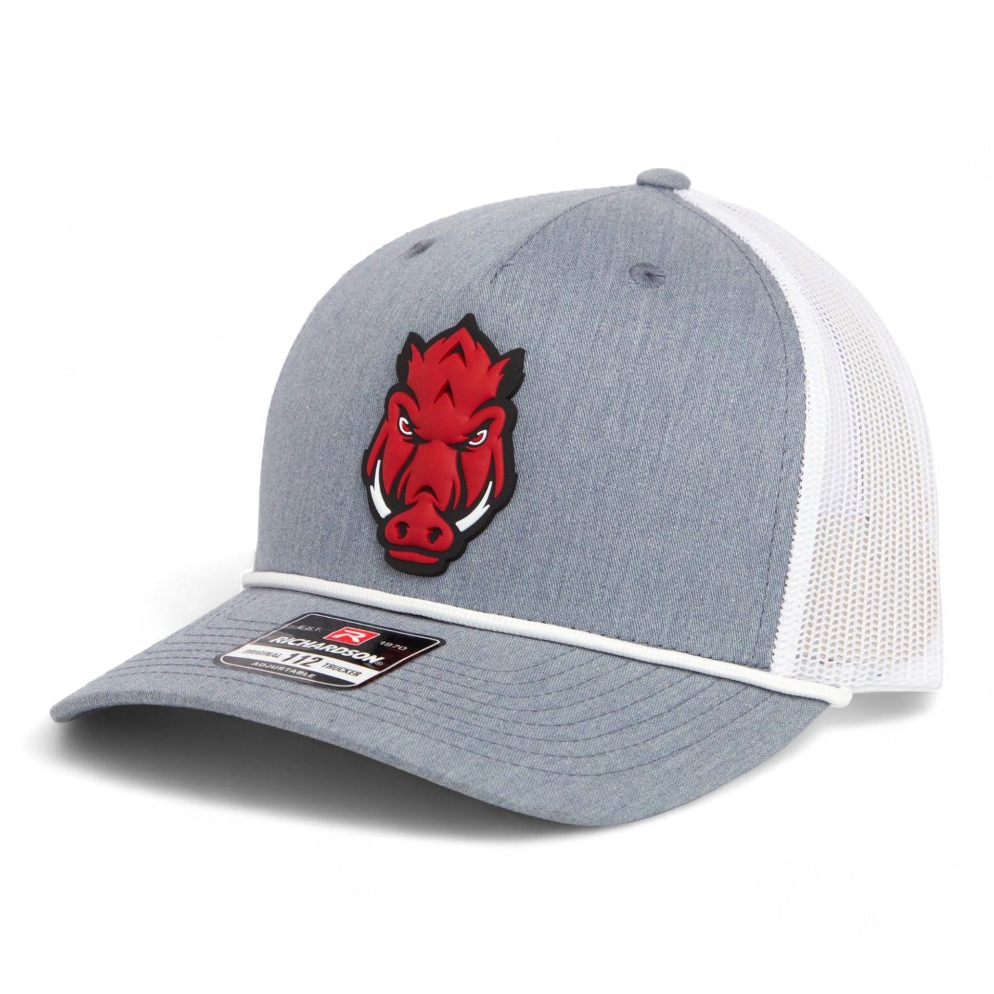 Arkansas Razorbacks Forward Facing Hog 3D Snapback Trucker Rope Hat- Heather Grey/ White