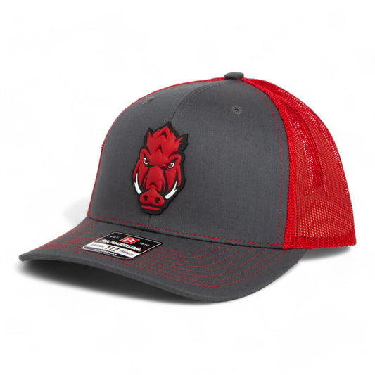 Arkansas Razorbacks Forward Facing Hog 3D Snapback Trucker Hat- Charcoal/ Red