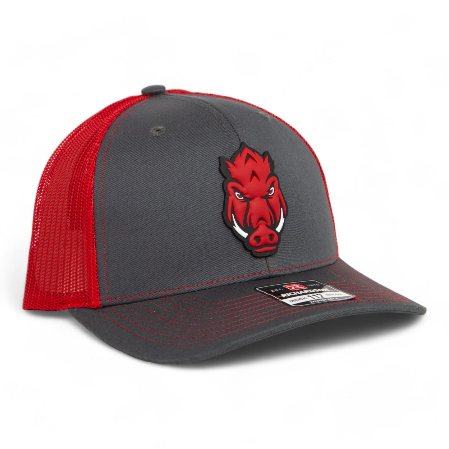 Arkansas Razorbacks Forward Facing Hog 3D Snapback Trucker Hat- Charcoal/ Red