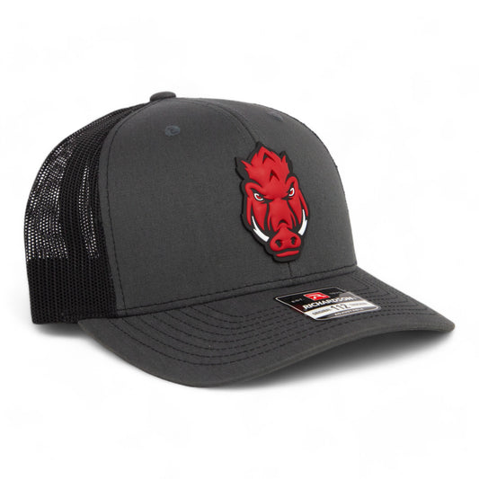 Arkansas Razorbacks Forward Facing Hog 3D Snapback Trucker Hat- Charcoal/ Black