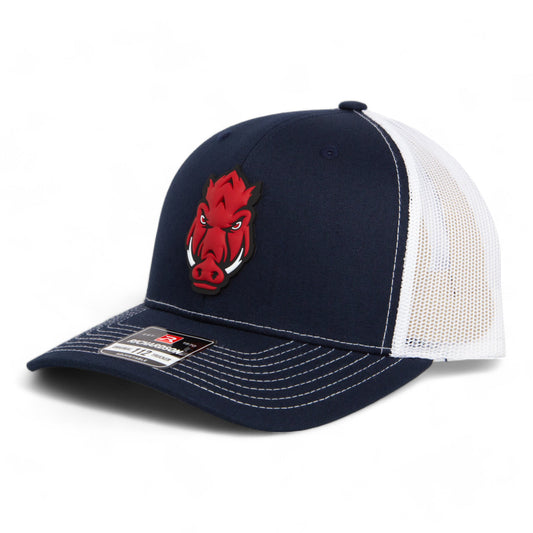 Arkansas Razorbacks Forward Facing Hog 3D Snapback Trucker Hat- Navy/ White