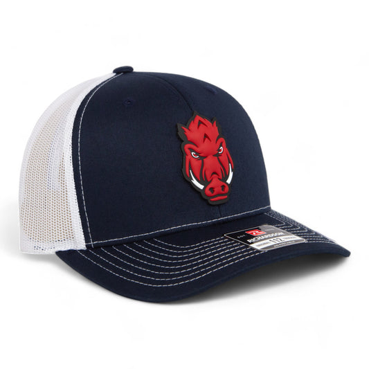 Arkansas Razorbacks Forward Facing Hog 3D Snapback Trucker Hat- Navy/ White