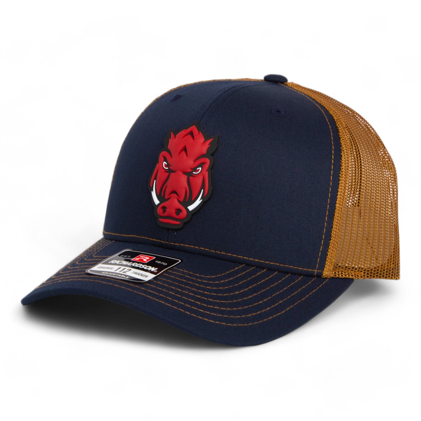 Arkansas Razorbacks Forward Facing Hog 3D Snapback Trucker Hat- Navy/ Caramel