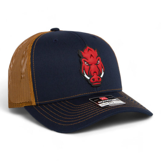 Arkansas Razorbacks Forward Facing Hog 3D Snapback Trucker Hat- Navy/ Caramel