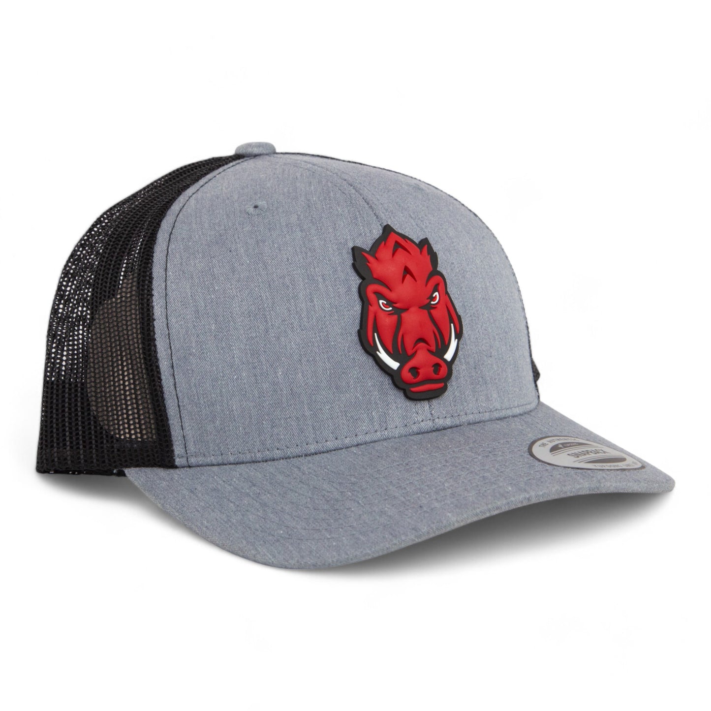 Arkansas Razorbacks Forward Facing Hog 3D YP Snapback Trucker Hat- Heather Grey/ Black