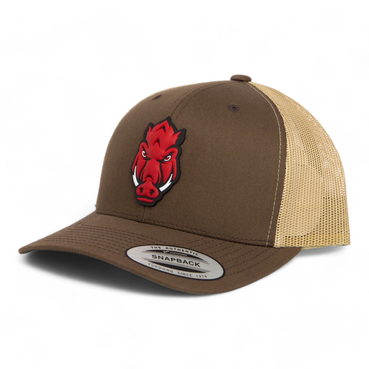 Arkansas Razorbacks Forward Facing Hog 3D YP Snapback Trucker Hat- Brown/ Tan