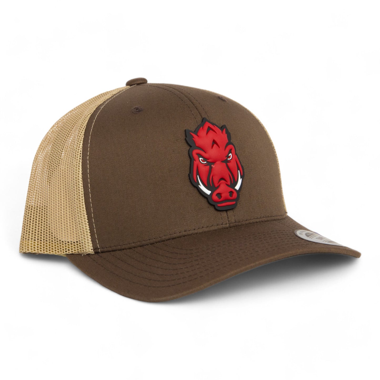 Arkansas Razorbacks Forward Facing Hog 3D YP Snapback Trucker Hat- Brown/ Tan