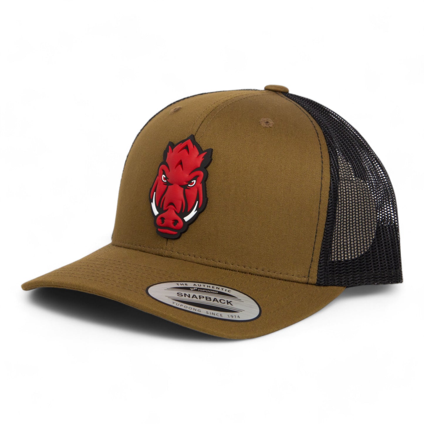 Arkansas Razorbacks Forward Facing Hog 3D YP Snapback Trucker Hat- Coyote/ Black