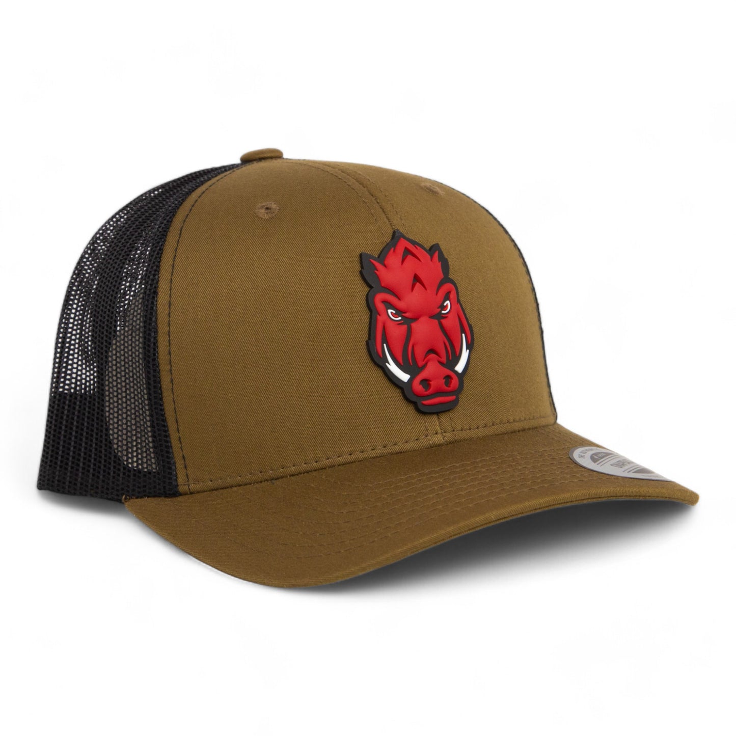 Arkansas Razorbacks Forward Facing Hog 3D YP Snapback Trucker Hat- Coyote/ Black