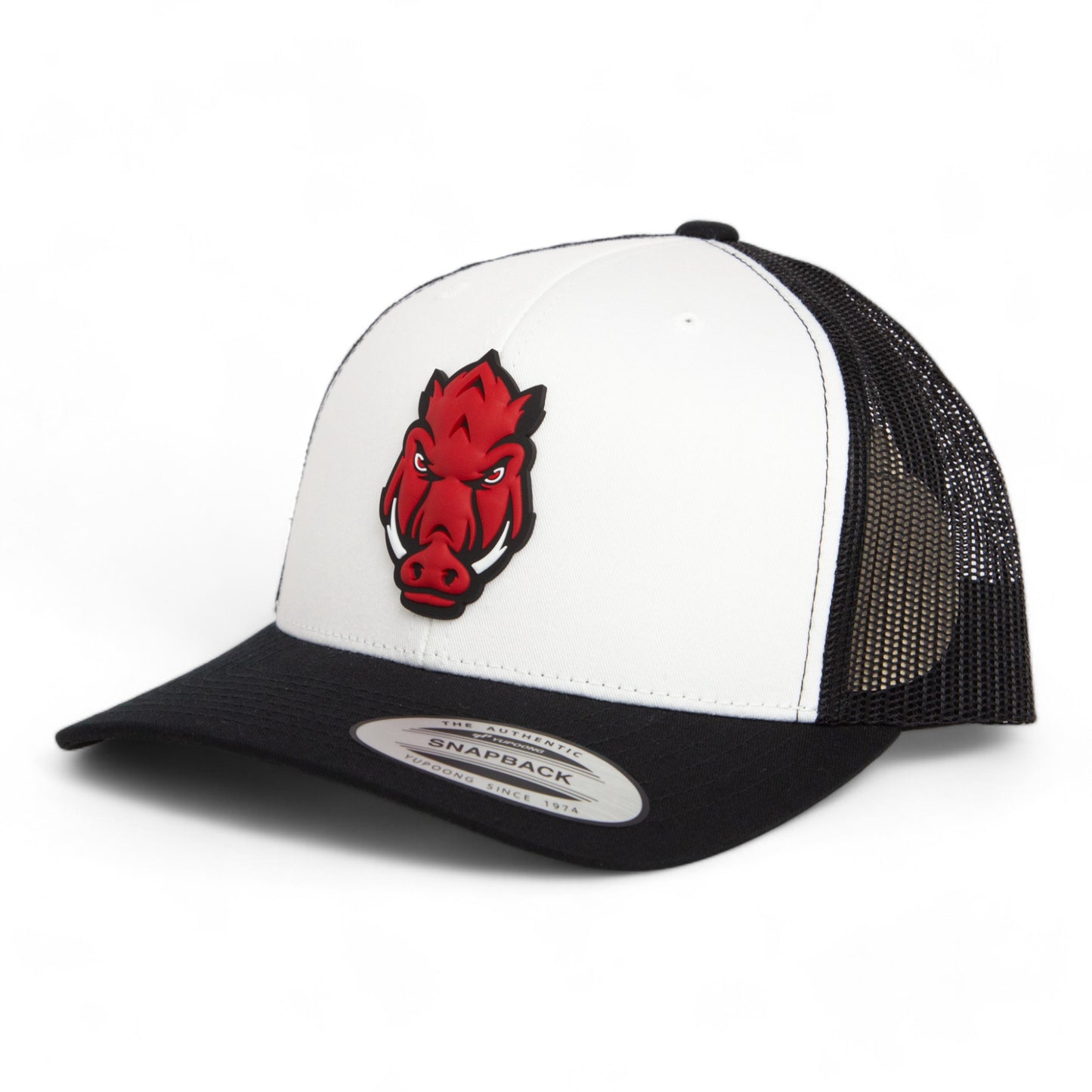 Arkansas Razorbacks Forward Facing Hog 3D YP Snapback Trucker Hat- White/ Black