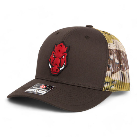 Arkansas Razorbacks Forward Facing Hog 3D Snapback Trucker Hat- Brown/ Desert Camo