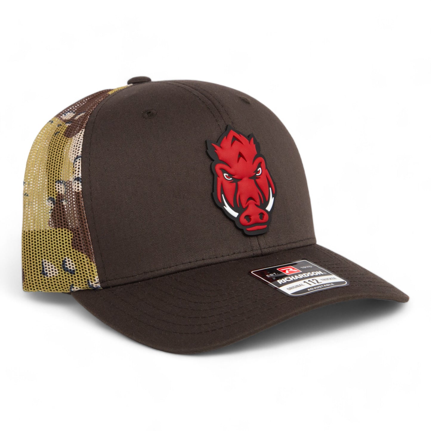 Arkansas Razorbacks Forward Facing Hog 3D Snapback Trucker Hat- Brown/ Desert Camo