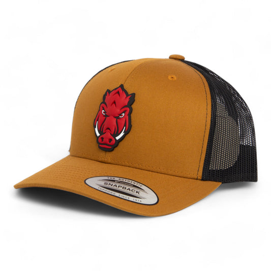 Arkansas Razorbacks Forward Facing Hog 3D YP Snapback Trucker Hat- Caramel/ Black