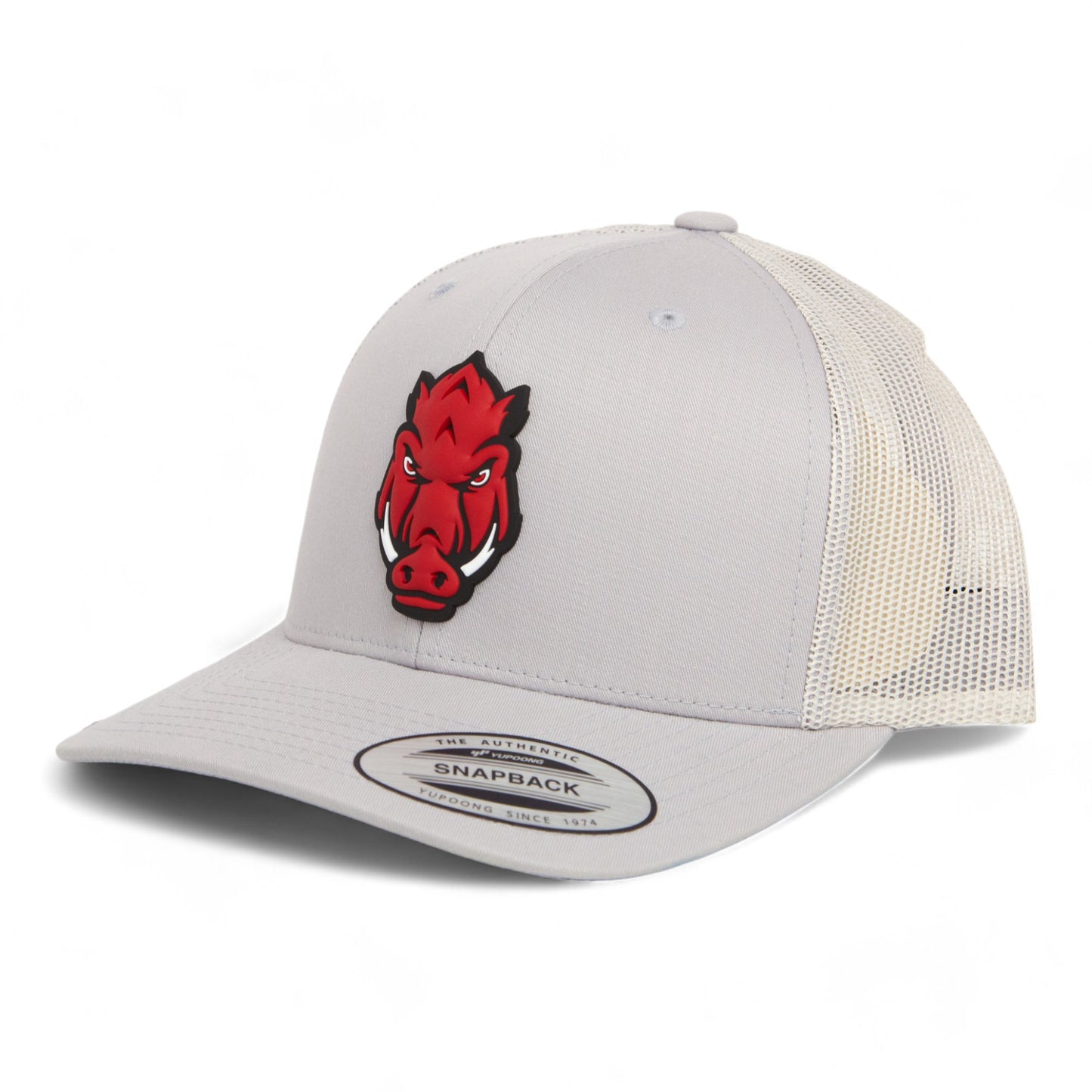 Arkansas Razorbacks Forward Facing Hog 3D YP Snapback Trucker Hat- Silver