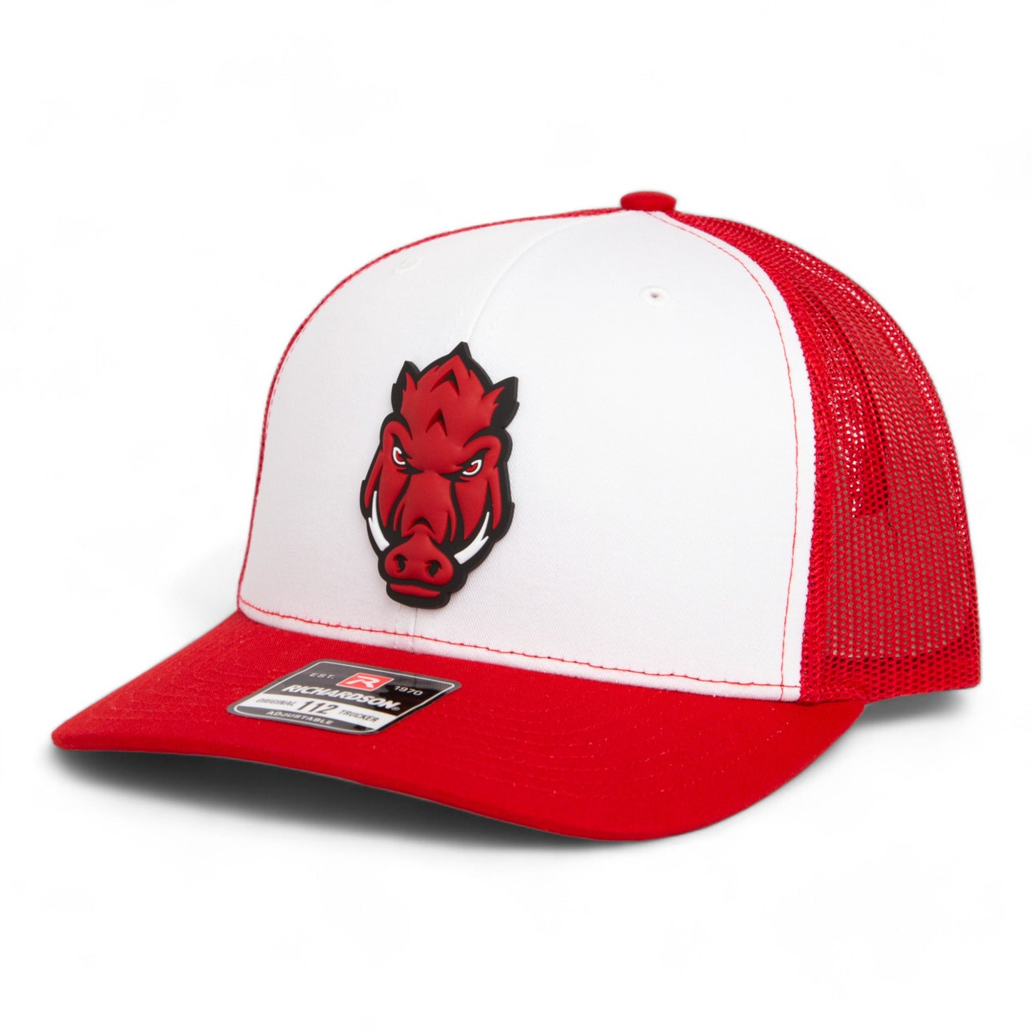 Arkansas Razorbacks Forward Facing Hog 3D Snapback Trucker Hat- White/ Red