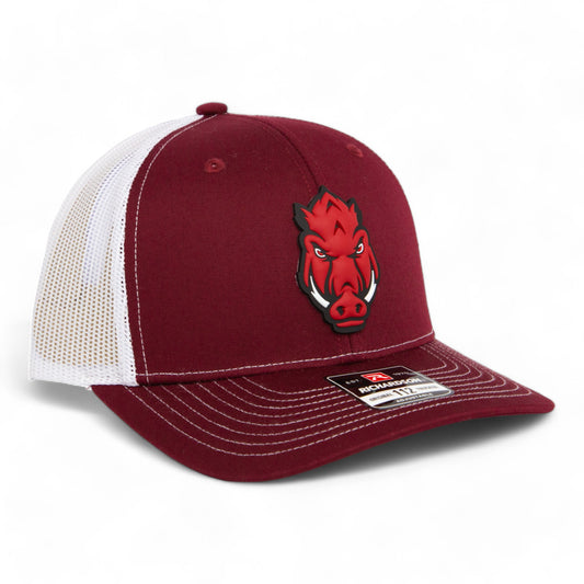 Arkansas Razorbacks Forward Facing Hog 3D Snapback Trucker Hat- Cardinal/ White