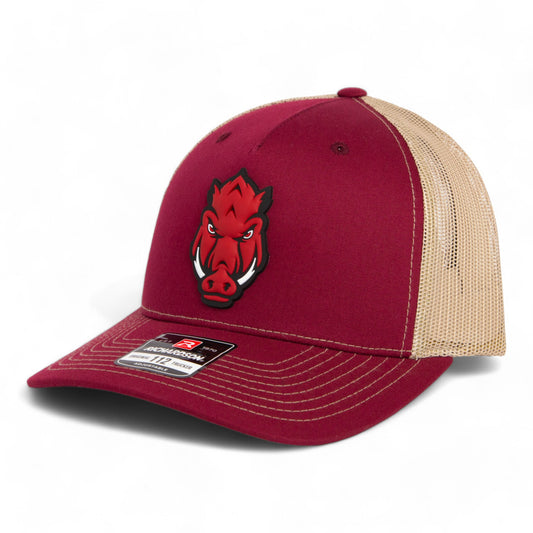 Arkansas Razorbacks Forward Facing Hog 3D Snapback Trucker Hat- Cardinal/ Tan