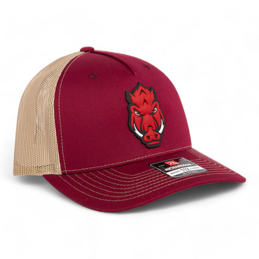 Arkansas Razorbacks Forward Facing Hog 3D Snapback Trucker Hat- Cardinal/ Tan