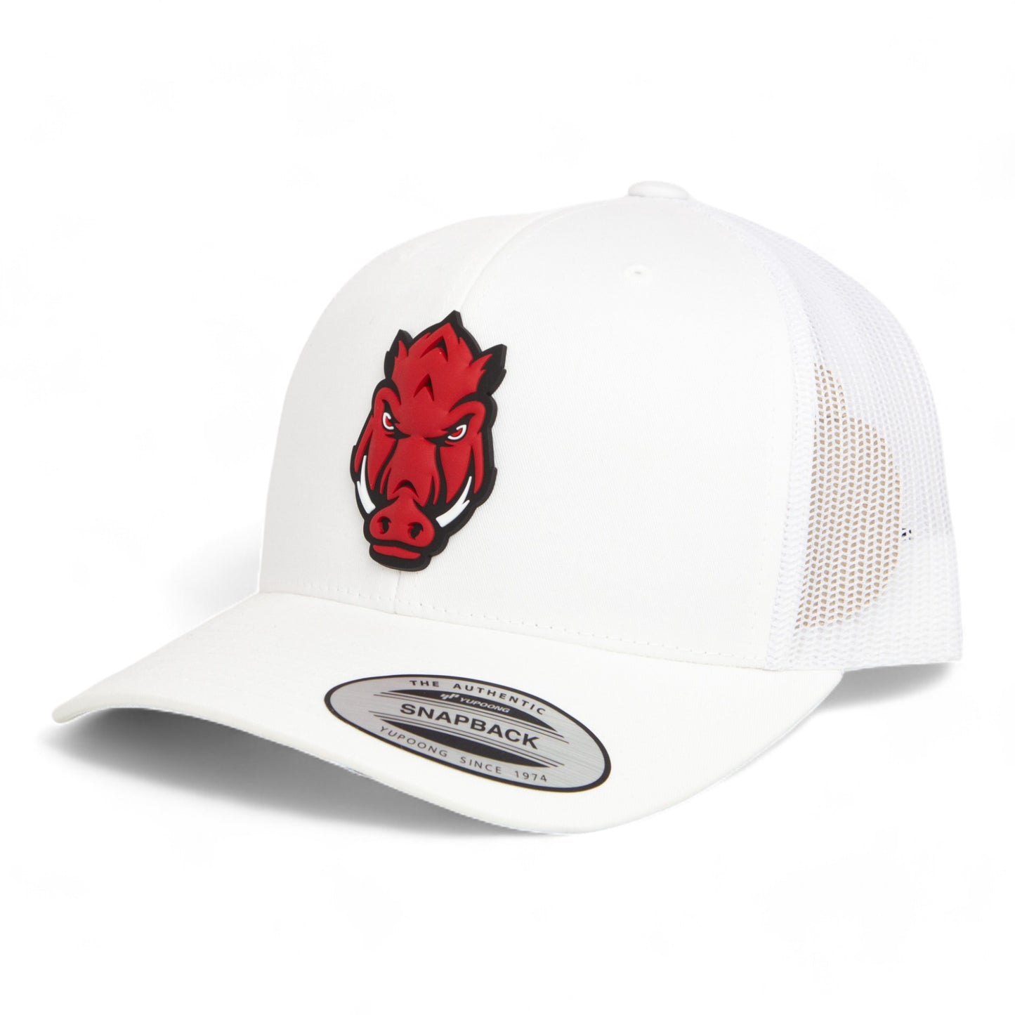 Arkansas Razorbacks Forward Facing Hog 3D YP Snapback Trucker Hat- White