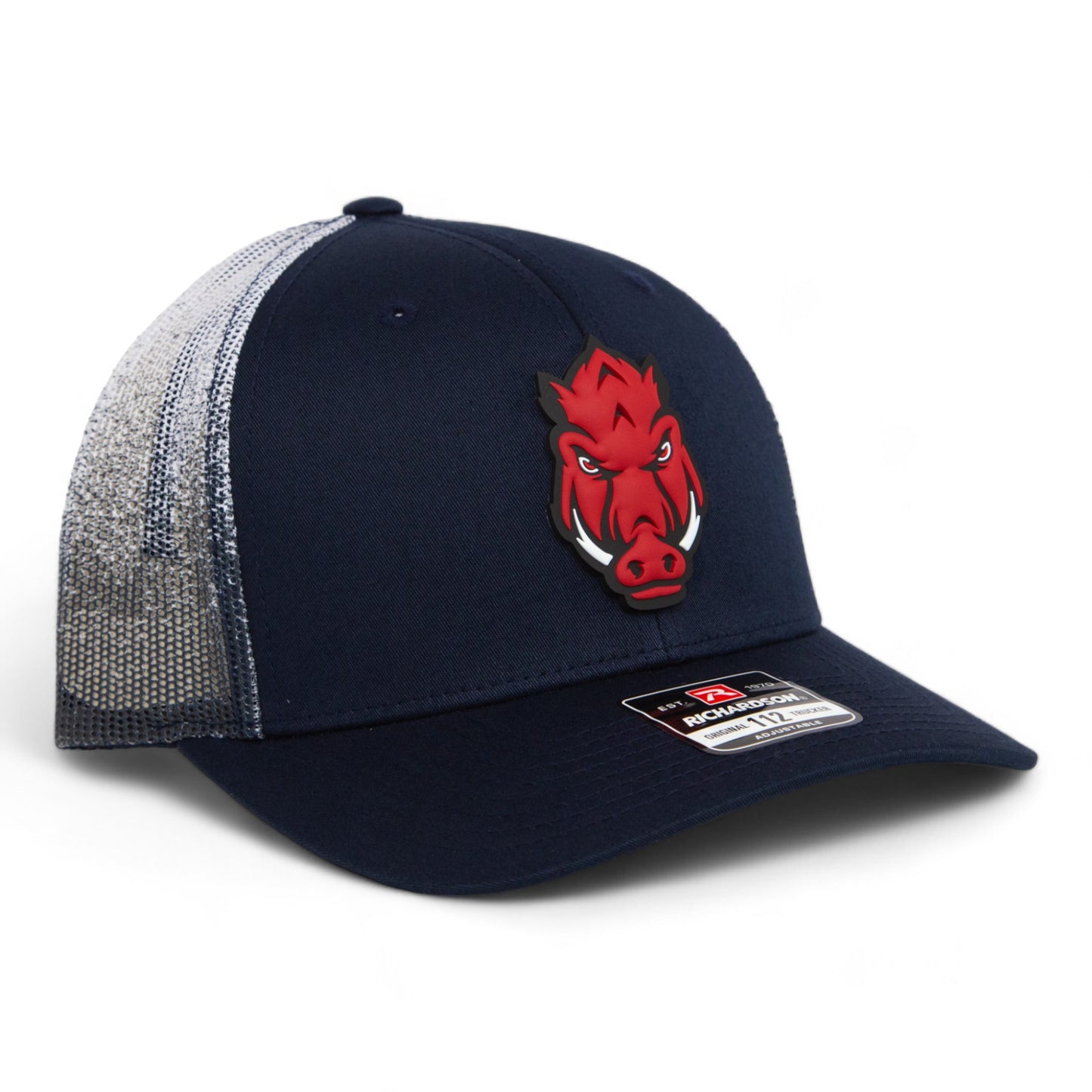 Arkansas Razorbacks Forward Facing Hog 3D Snapback Trucker Hat- Navy Fade