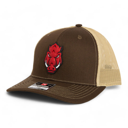 Arkansas Razorbacks Forward Facing Hog 3D Snapback Trucker Hat- Brown/ Tan