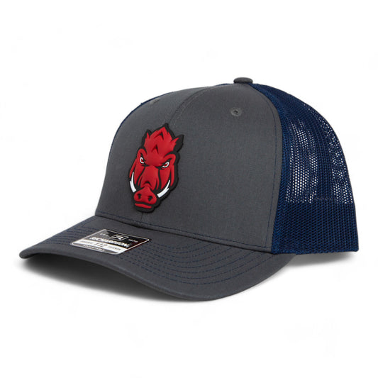 Arkansas Razorbacks Forward Facing Hog 3D Snapback Trucker Hat- Charcoal/ Navy