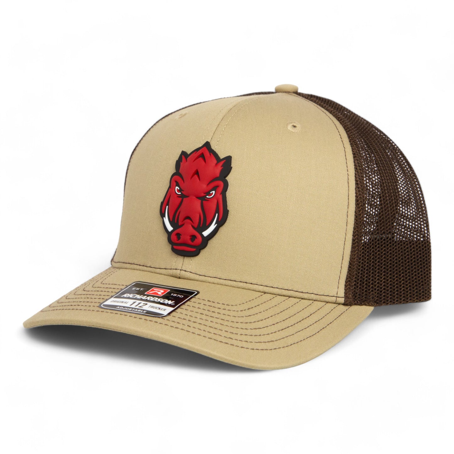 Arkansas Razorbacks Forward Facing Hog 3D Snapback Trucker Hat- Tan/ Coffee