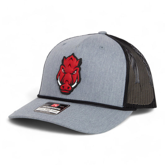 Arkansas Razorbacks Forward Facing Hog 3D Snapback Trucker Rope Hat- Heather Grey/ Black